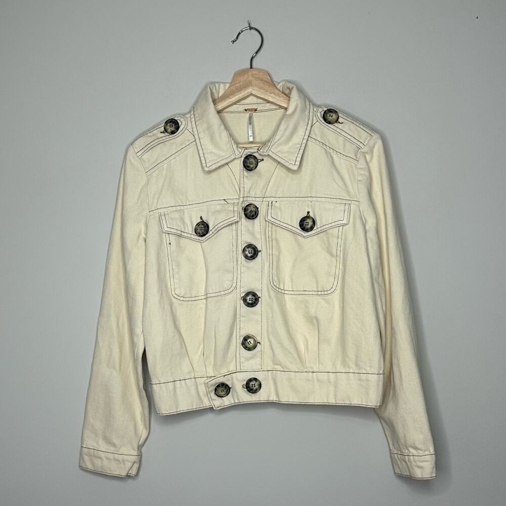 EUC | Free People | Button Denim Jacket | Cream | Size XS - Picture 14 of 14